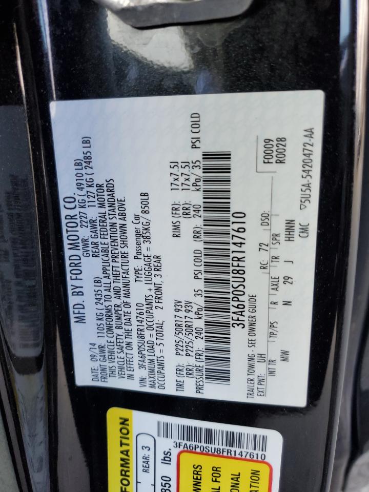 2015 Ford Fusion VIN 3FA6P0SU8FR147610 Copart auction photo, all over damage thumbnail 13