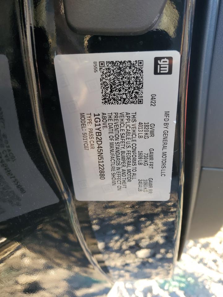 2022 Chevrolet Corvette VIN 1G1YB2D45N5122880 Copart auction photo, burn damage thumbnail 14