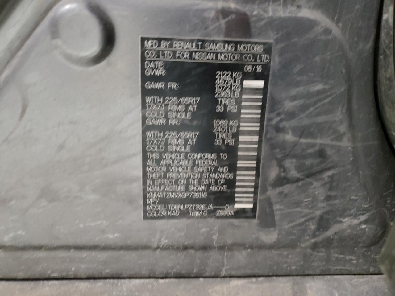 2016 Nissan Rogue VIN KNMAT2MVXGP736118 Copart auction photo, front end / minor dent/scratches damage thumbnail 13