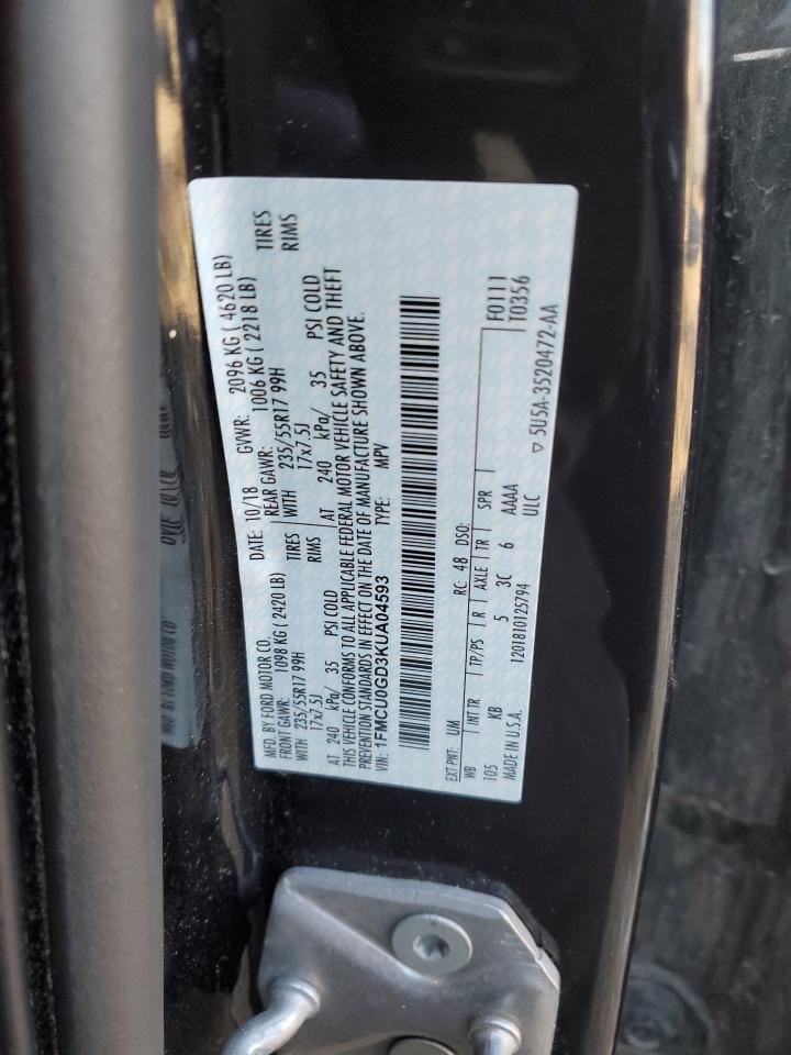 2019 Ford Escape VIN 1FMCU0GD3KUA04593 Copart auction photo, front end damage thumbnail 14