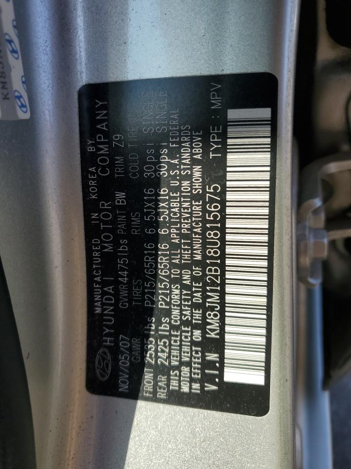 2008 Hyundai Tucson VIN KM8JM12B18U815675 Copart auction photo, all over damage thumbnail 13