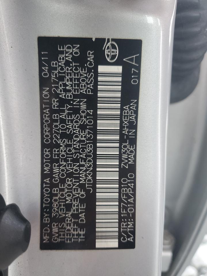 2011 Toyota Prius VIN JTDKN3DU3B1371014 Copart auction photo, all over damage thumbnail 12