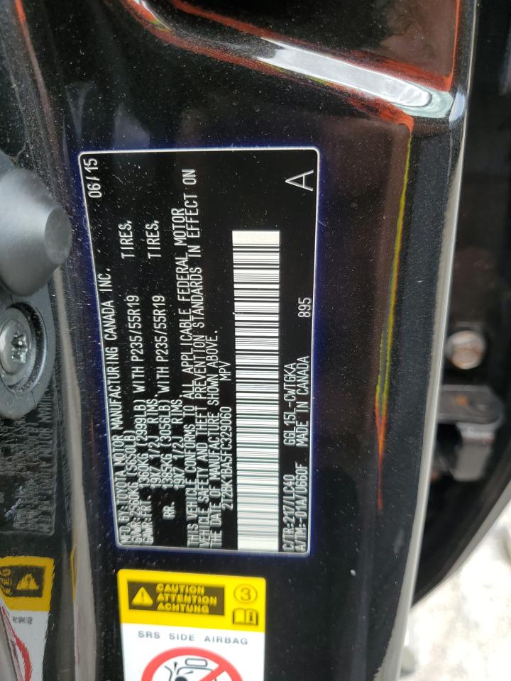 2015 Lexus RX VIN 2T2BK1BA5FC329060 Copart auction photo, front end damage thumbnail 15