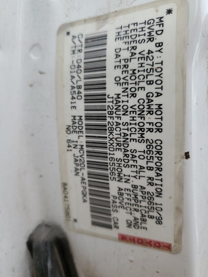 1999 Toyota Camry VIN JT2BF28KXX0165565 Copart auction photo, front end damage thumbnail 12