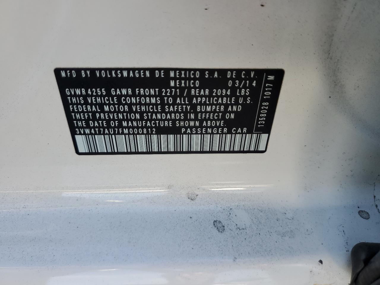 2015 Volkswagen GTI VIN 3VW4T7AU7FM000812 Copart auction photo, front end damage thumbnail 13