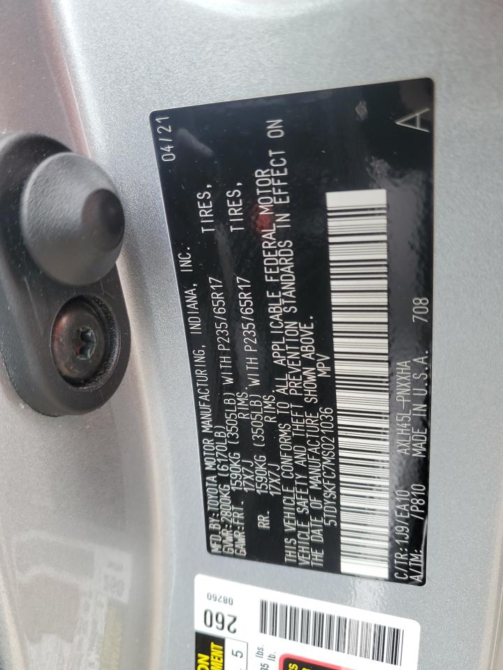 2021 Toyota Sienna VIN 5TDYSKFC7MS021036 Copart auction photo, front end / minor dent/scratches damage thumbnail 13