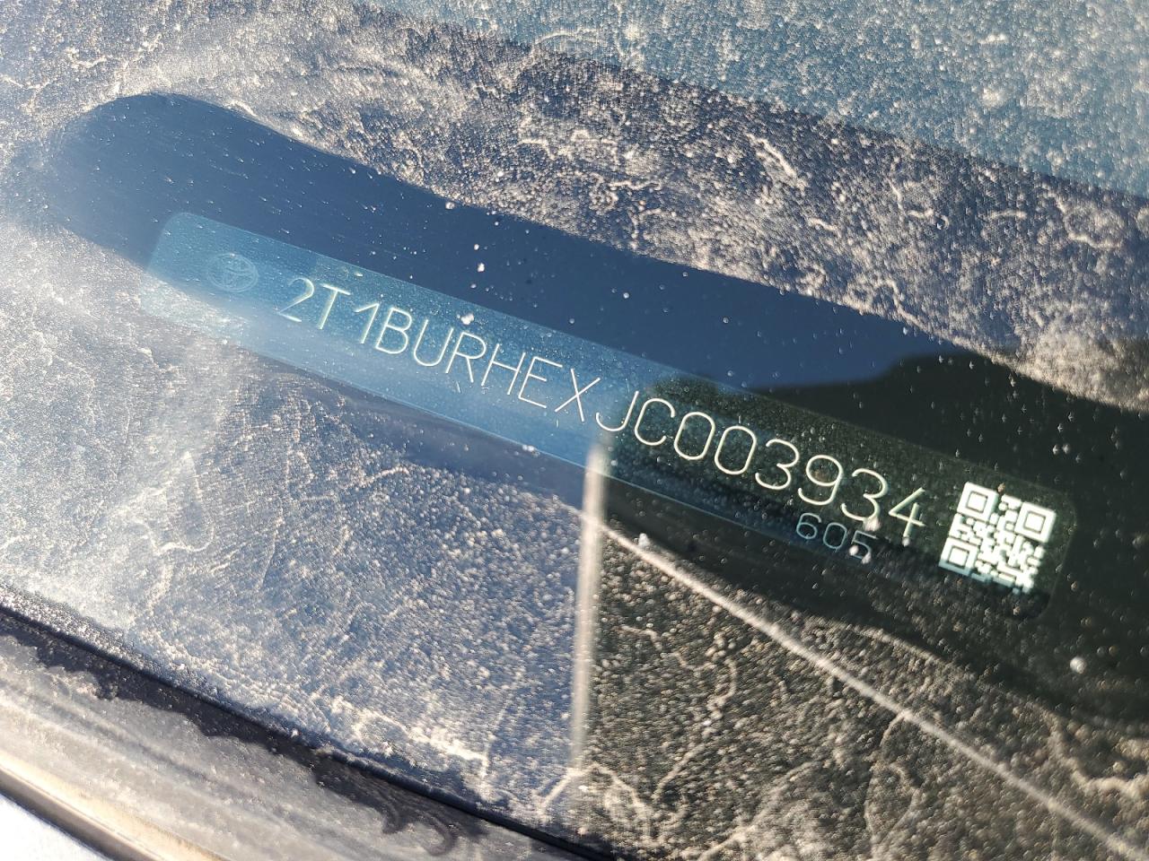 2018 Toyota Corolla VIN 2T1BURHEXJC003934 Copart auction photo, front end damage thumbnail 12