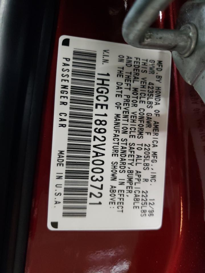 1997 Honda Accord VIN 1HGCE1892VA003721 Copart auction photo, front end damage thumbnail 12