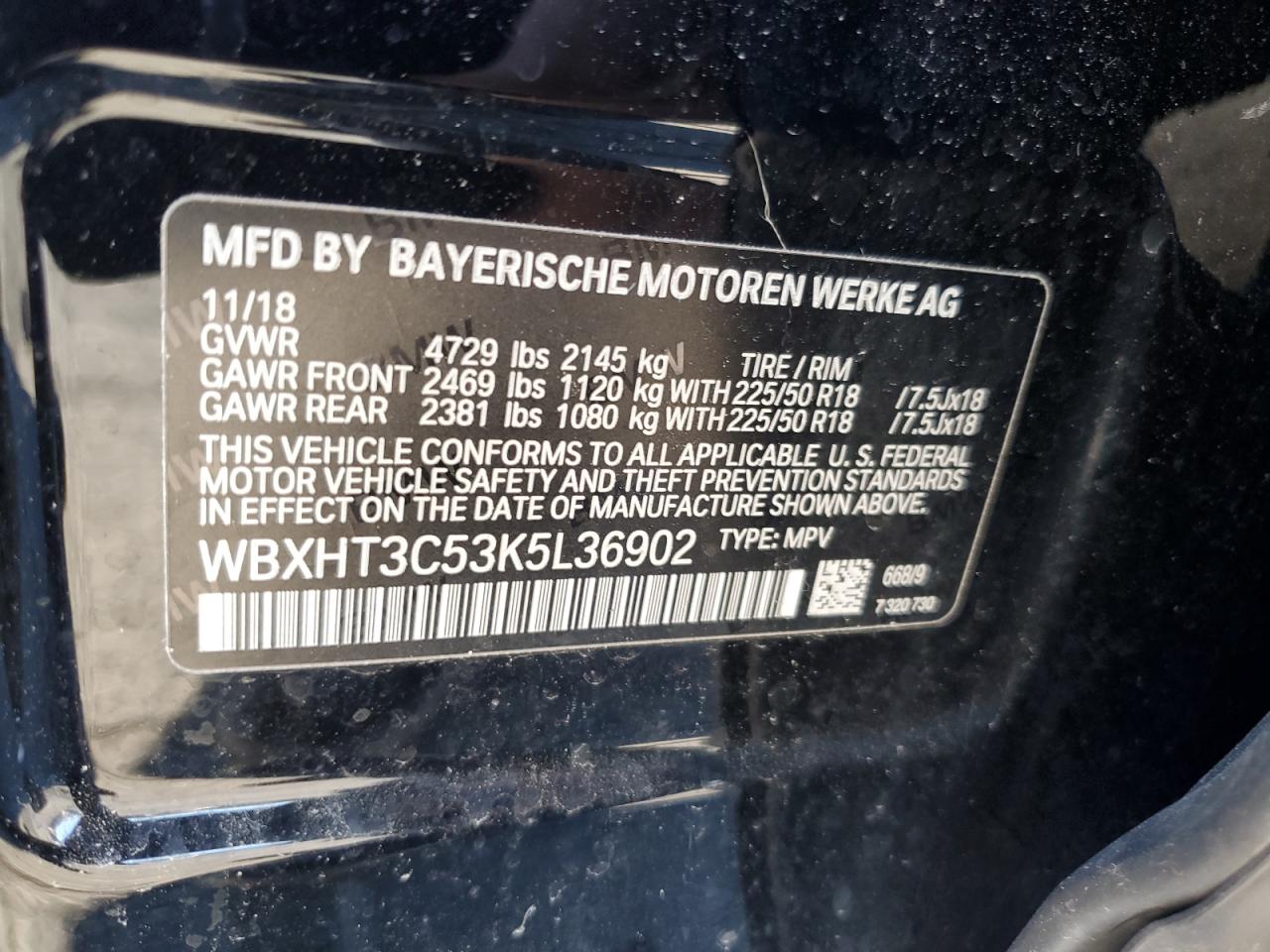 2019 BMW X1 VIN WBXHT3C53K5L36902 Copart auction photo, front end damage thumbnail 14