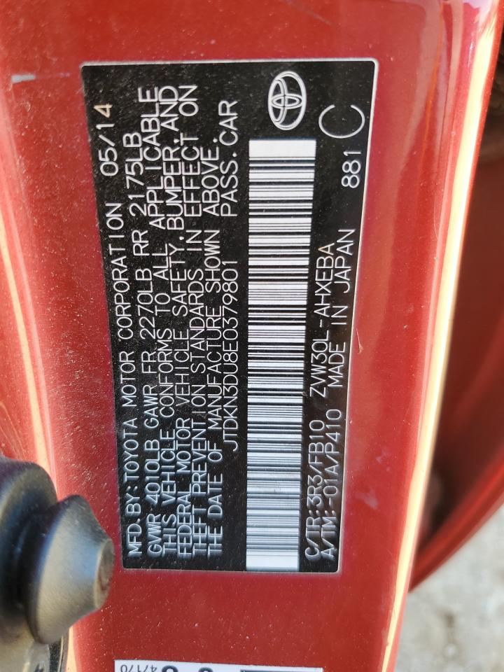 2014 Toyota Prius VIN JTDKN3DU8E0379801 Copart auction photo, front end / minor dent/scratches damage thumbnail 12