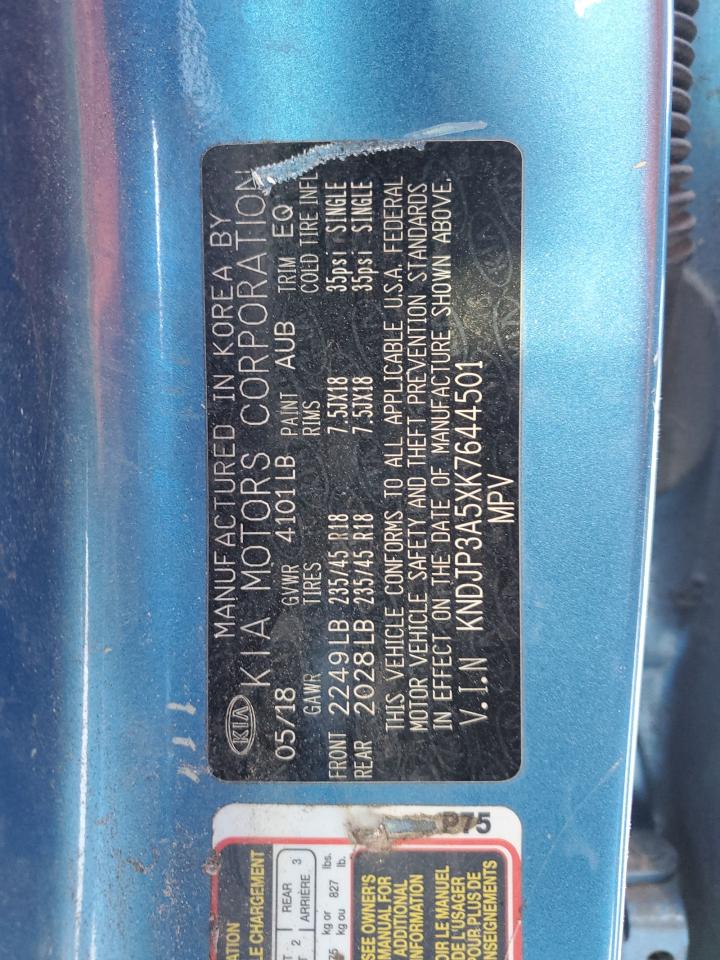 2019 KIA Soul VIN KNDJP3A5XK7644501 Copart auction photo, all over damage thumbnail 16