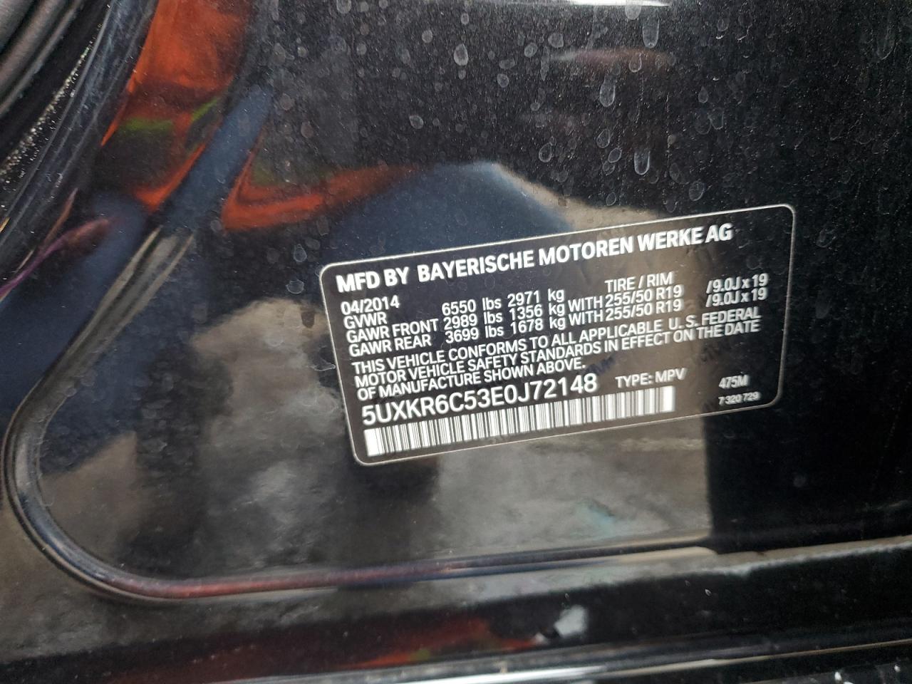 2014 BMW X5 VIN 5UXKR6C53E0J72148 Copart auction photo, undercarriage damage thumbnail 13