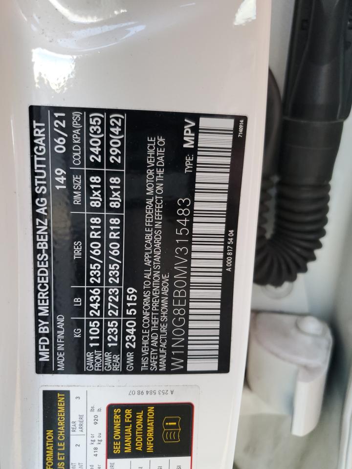 2021 Mercedes-Benz GLC VIN W1N0G8EB0MV315483 Copart auction photo, front end / minor dent/scratches damage thumbnail 15