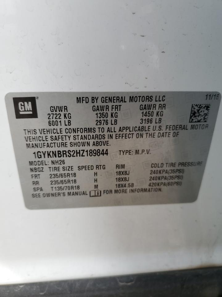 2017 Cadillac XT5 VIN 1GYKNBRS2HZ189844 Copart auction photo, side damage thumbnail 14