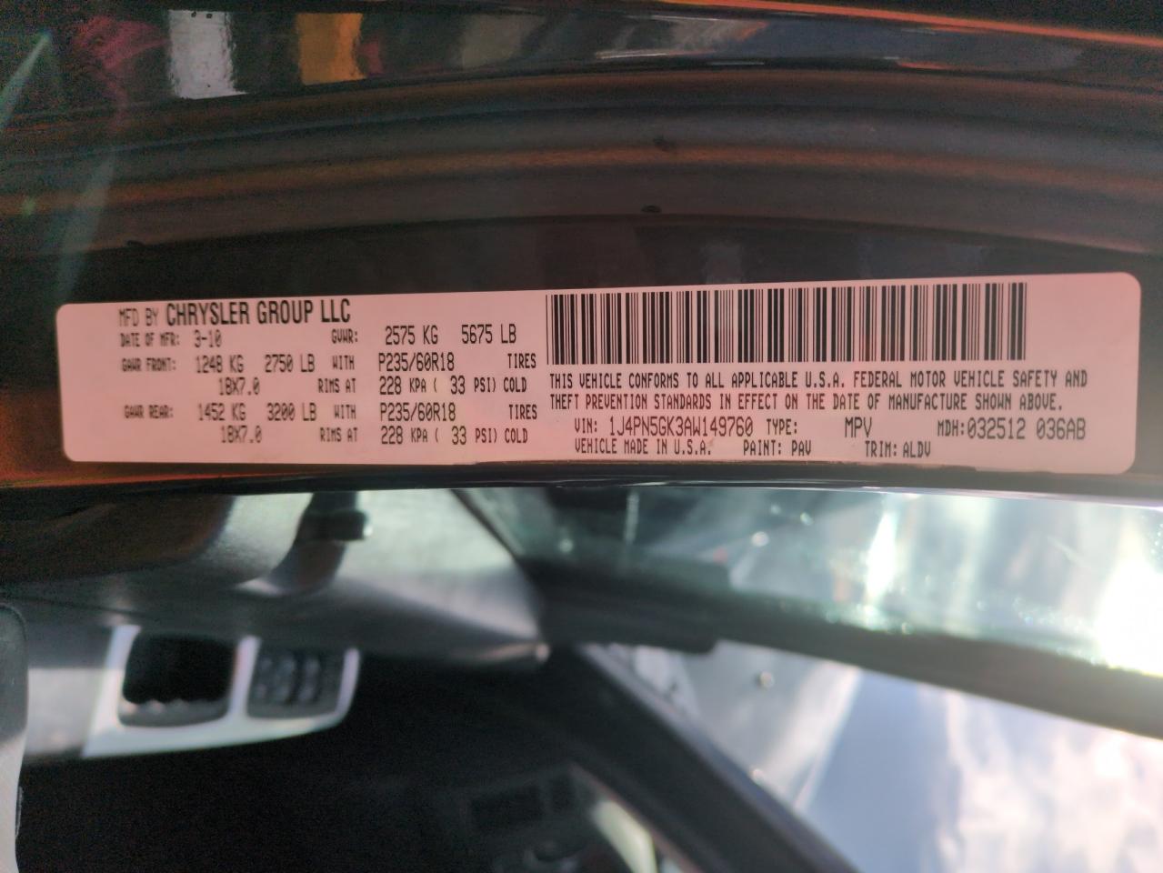 2010 Jeep Liberty (North America) VIN 1J4PN5GK3AW149760 Copart auction photo, front end damage thumbnail 12