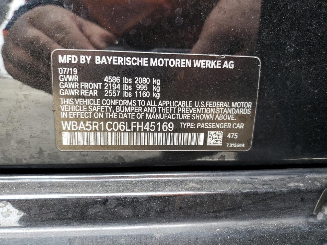 2020 BMW 3er VIN WBA5R1C06LFH45169 Copart auction photo, all over damage thumbnail 14