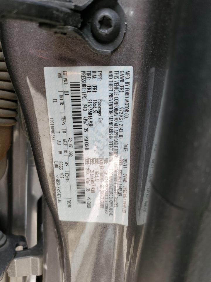 2012 Ford Focus VIN 1FAHP3F24CL233820 Copart auction photo, front end / frame damage damage thumbnail 13
