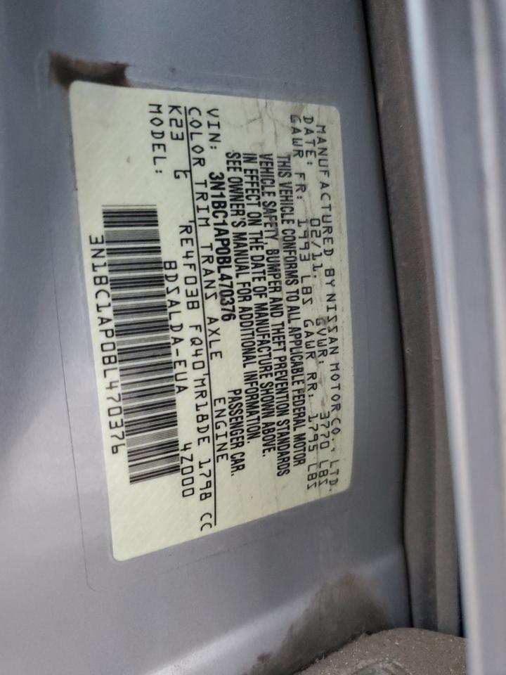 2011 Nissan Versa VIN 3N1BC1AP0BL470376 Copart auction photo, front end / side damage thumbnail 12