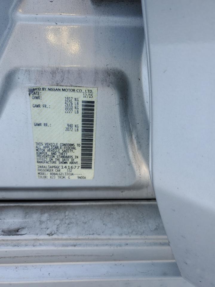 2016 Nissan Altima VIN 1N4AL3AP6GC141677 Copart auction photo, rear end damage thumbnail 12