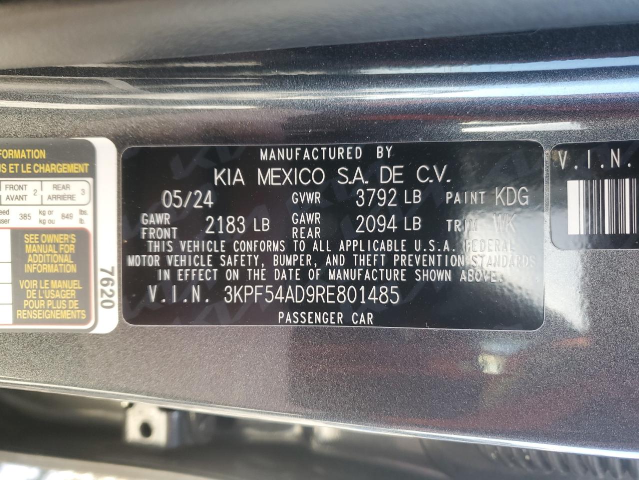 2024 KIA Forte VIN 3KPF54AD9RE801485 Copart auction photo, front end / side damage thumbnail 12