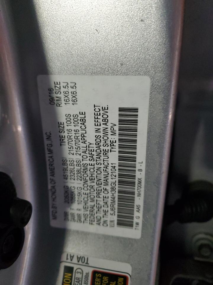 2016 Honda CR-V VIN 5J6RM4H38GL121041 Copart auction photo, front end damage thumbnail 13