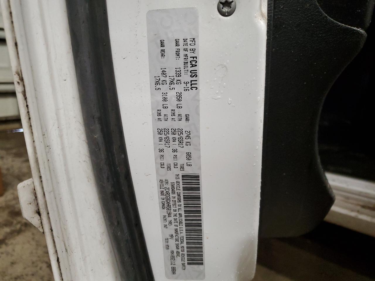 2017 Dodge Caravan VIN 2C4RDGBGXHR581944 Copart auction photo, front end damage thumbnail 13