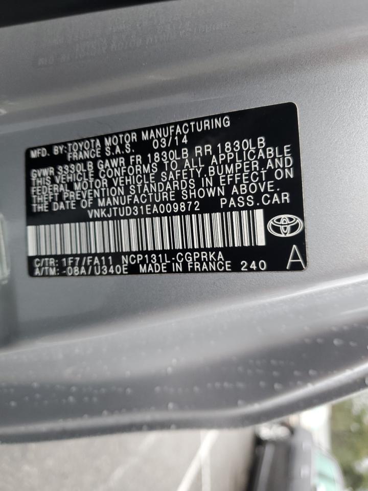 2014 Toyota Yaris VIN VNKJTUD31EA009872 Copart auction photo, front end damage thumbnail 12