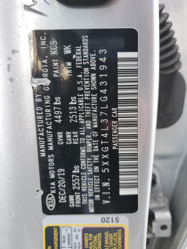 2020 KIA Optima VIN 5XXGT4L37LG431943 Copart auction photo, rear end / minor dent/scratches damage thumbnail 12