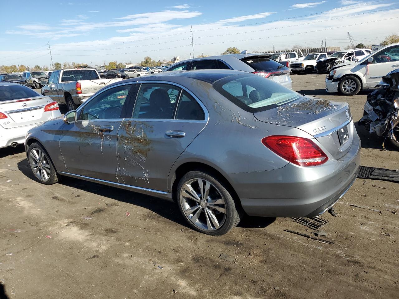 2015 Mercedes-Benz C-klasse VIN 55SWF4KB1FU079881 Copart auction photo, vandalism damage thumbnail 2