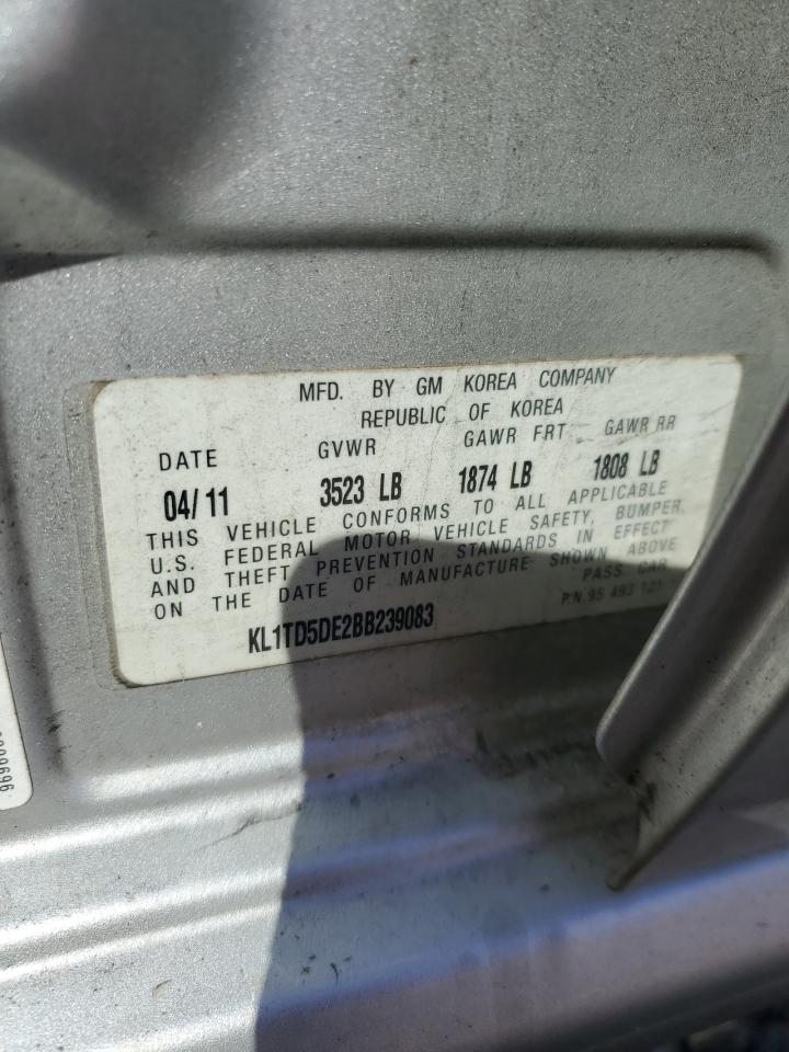 2011 Chevrolet Aveo VIN KL1TD5DE2BB239083 Copart auction photo, side damage thumbnail 12