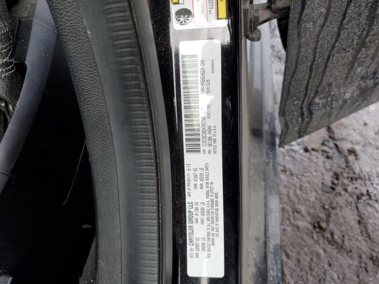 2013 Chrysler 200 VIN 1C3CCBCG8DN701746 Copart auction photo, rear end / side damage thumbnail 12