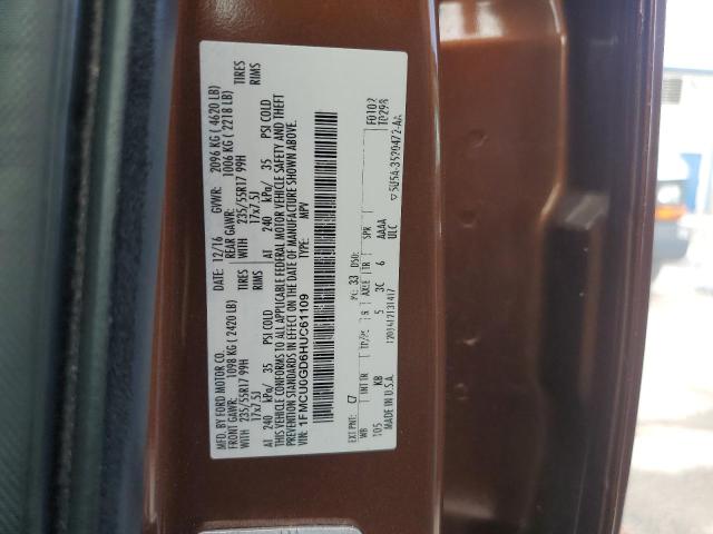 2017 Ford Escape VIN 1FMCU0GD6HUC61109 Copart auction photo, rear end damage thumbnail 13