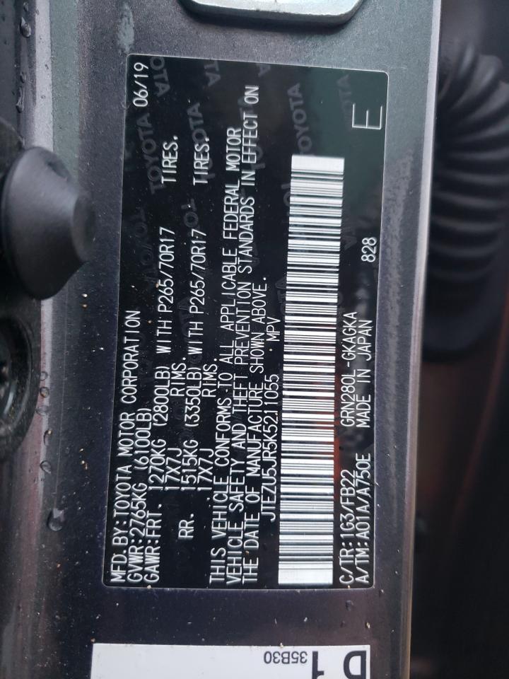2019 Toyota 4Runner VIN JTEZU5JR5K5211055 Copart auction photo, front end / minor dent/scratches damage thumbnail 15