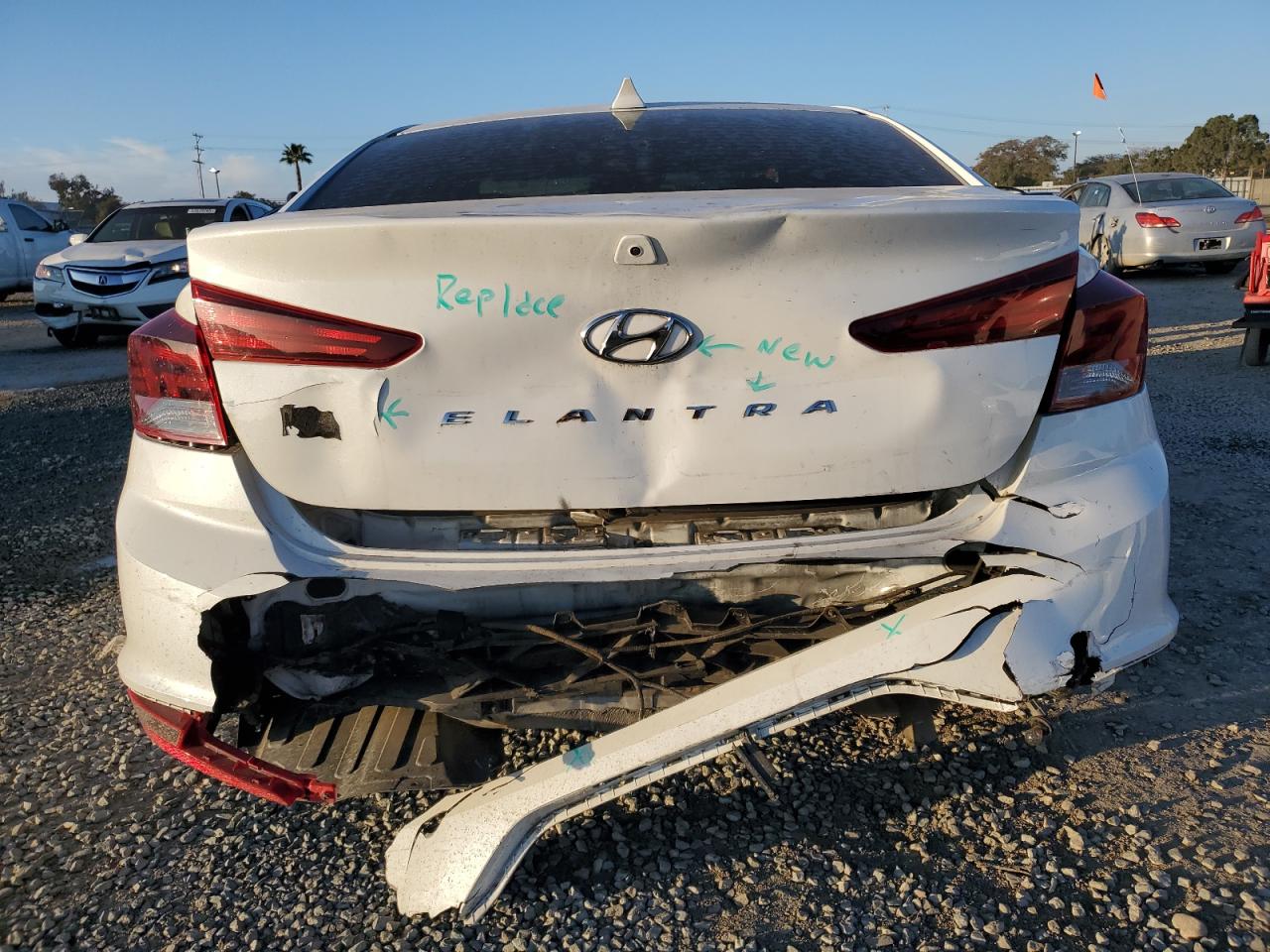 2019 Hyundai Elantra VIN 5NPD84LF5KH444935 Copart auction photo, rear end damage thumbnail 6