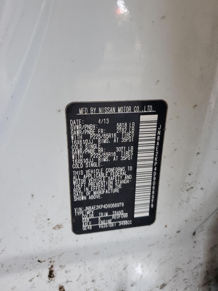 2013 Nissan Quest VIN JN8AE2KP4D9068979 Copart auction photo, front end / minor dent/scratches damage thumbnail 13