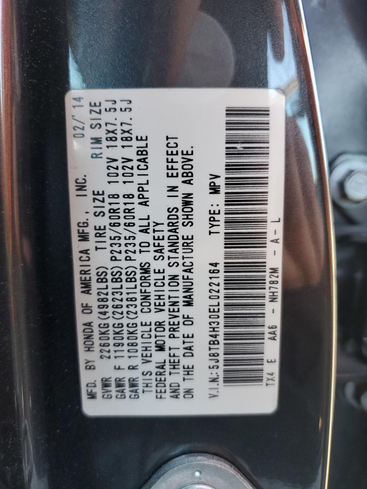 2014 Acura RDX VIN 5J8TB4H30EL022164 Copart auction photo, front end damage thumbnail 15