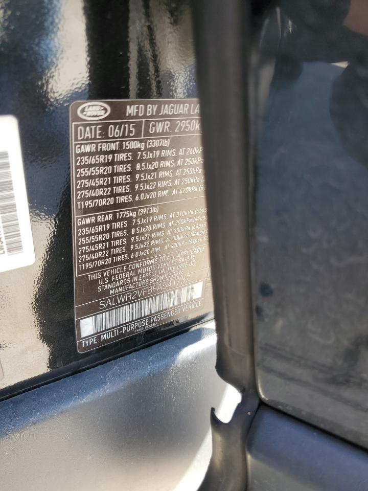 2015 Land Rover Range Rover VIN SALWR2VF8FA541737 Copart auction photo, front end damage thumbnail 13