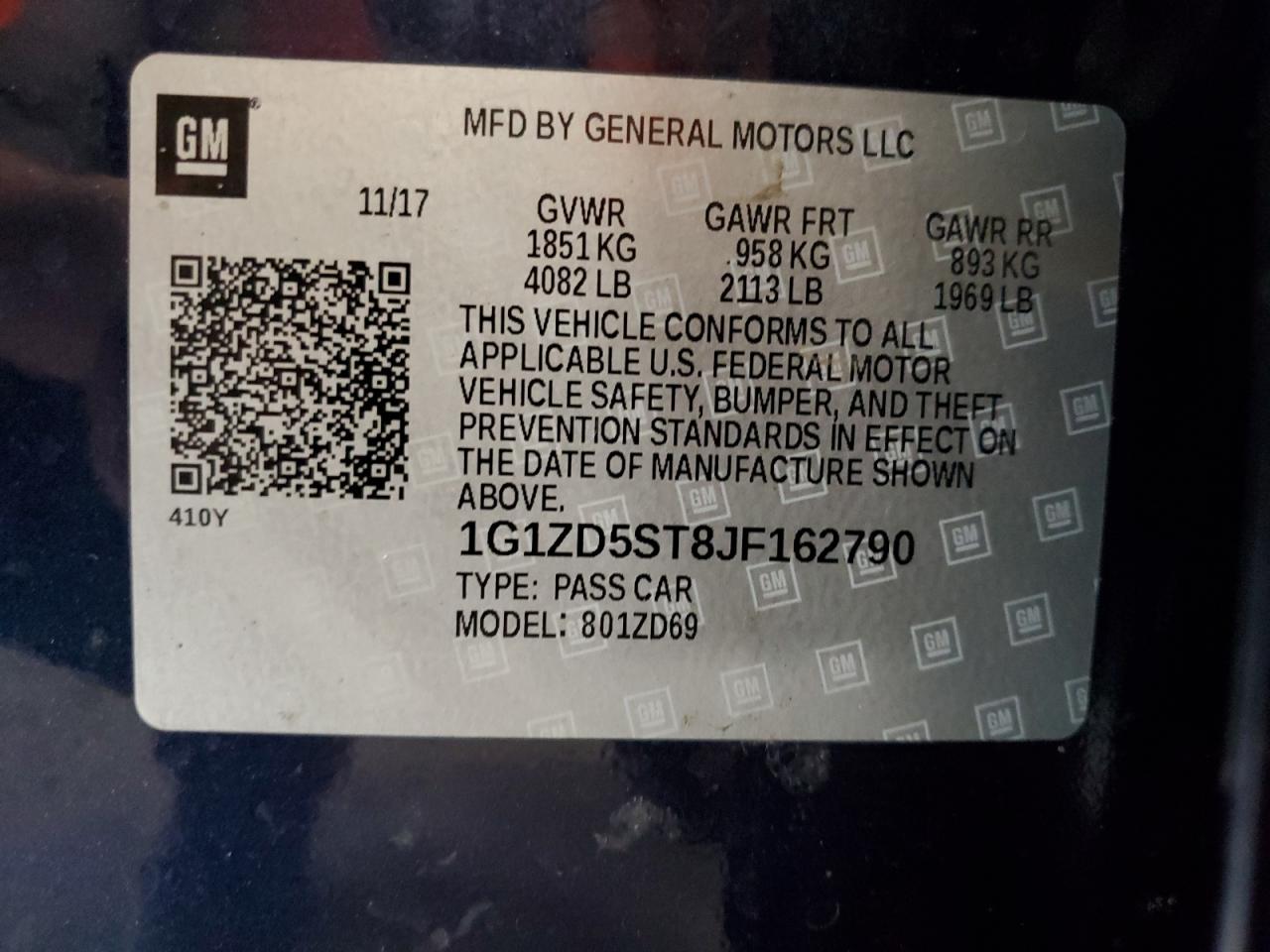 2018 Chevrolet Malibu VIN 1G1ZD5ST8JF162790 Copart auction photo, front end damage thumbnail 12