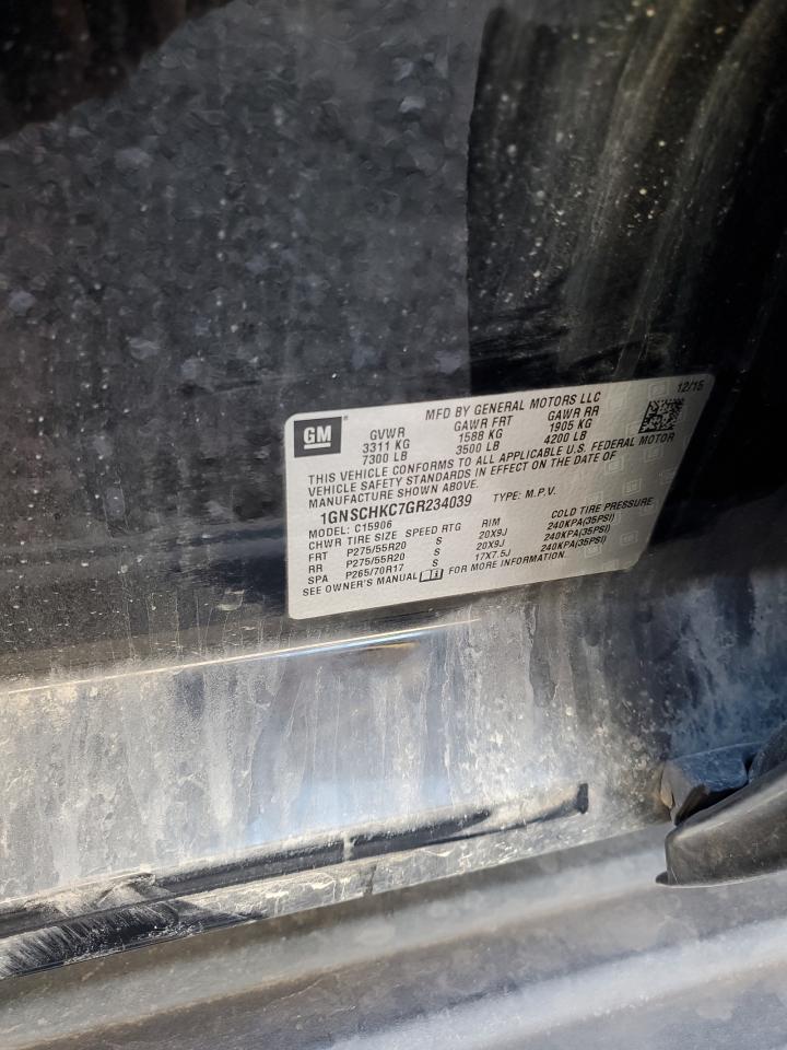2016 Chevrolet Suburban VIN 1GNSCHKC7GR234039 Copart auction photo, rollover damage thumbnail 13