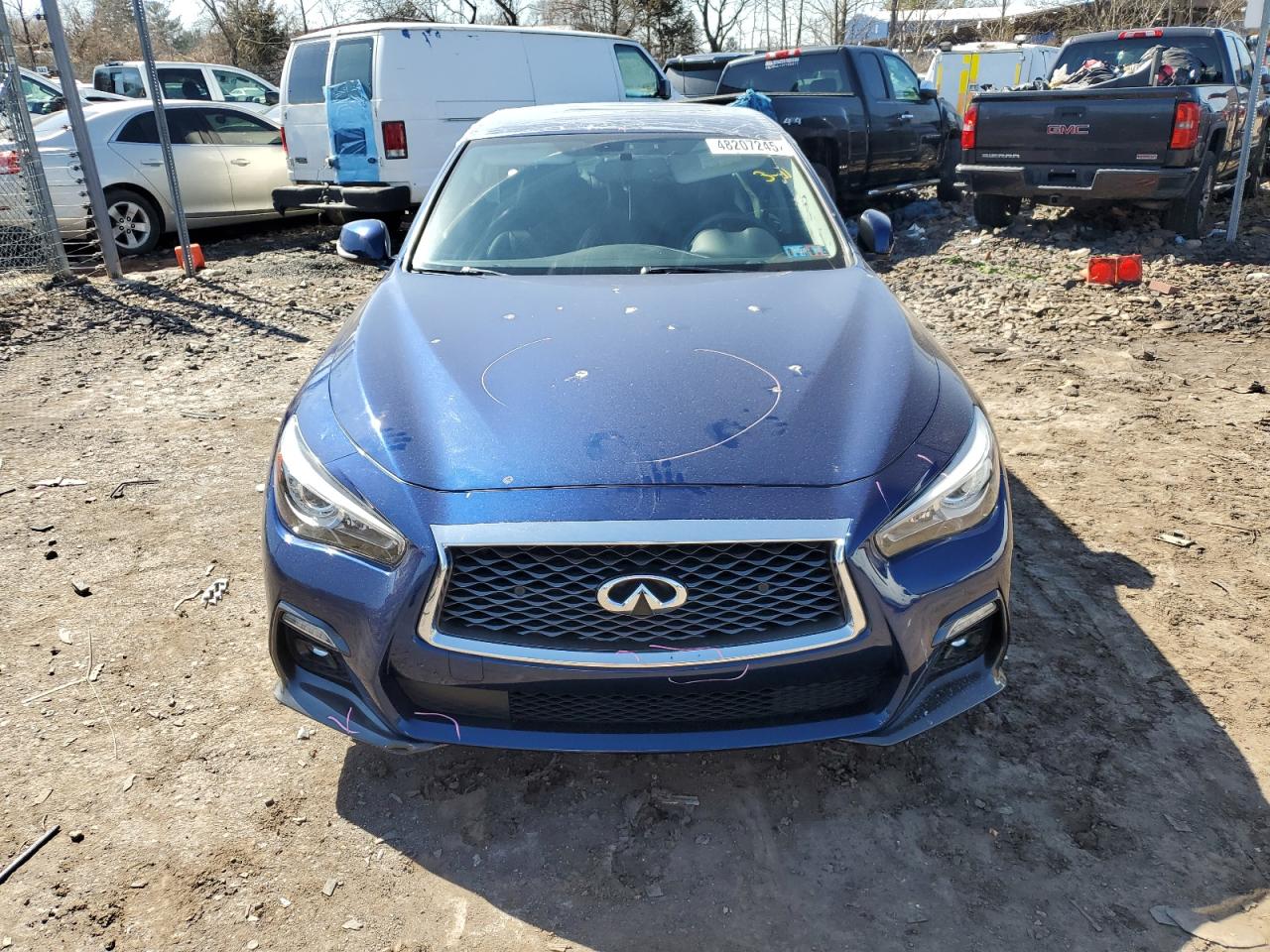 2020 Infiniti Q50 VIN JN1EV7AR9LM254089 Copart auction photo, top/roof / front end damage thumbnail 5