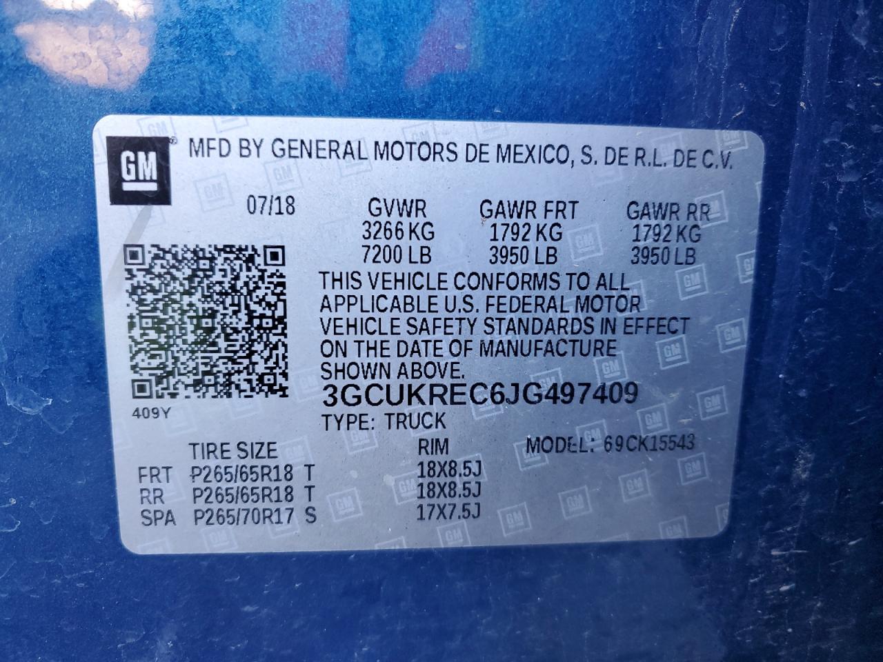 2018 Chevrolet Silverado VIN 3GCUKREC6JG497409 Copart auction photo, all over / undercarriage damage thumbnail 12