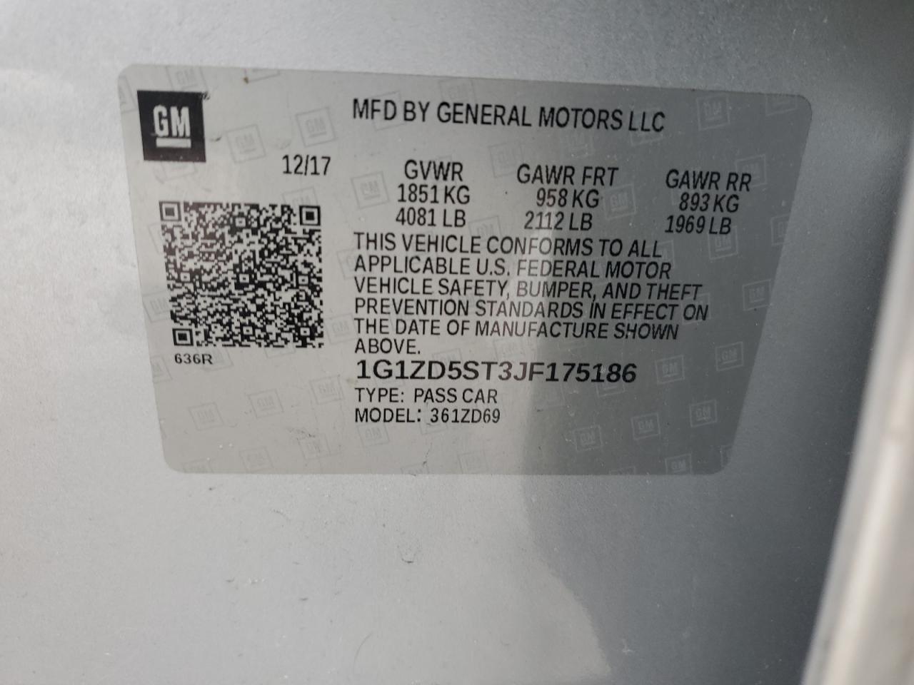 2018 Chevrolet Malibu VIN 1G1ZD5ST3JF175186 Copart auction photo, front end / undercarriage damage thumbnail 12