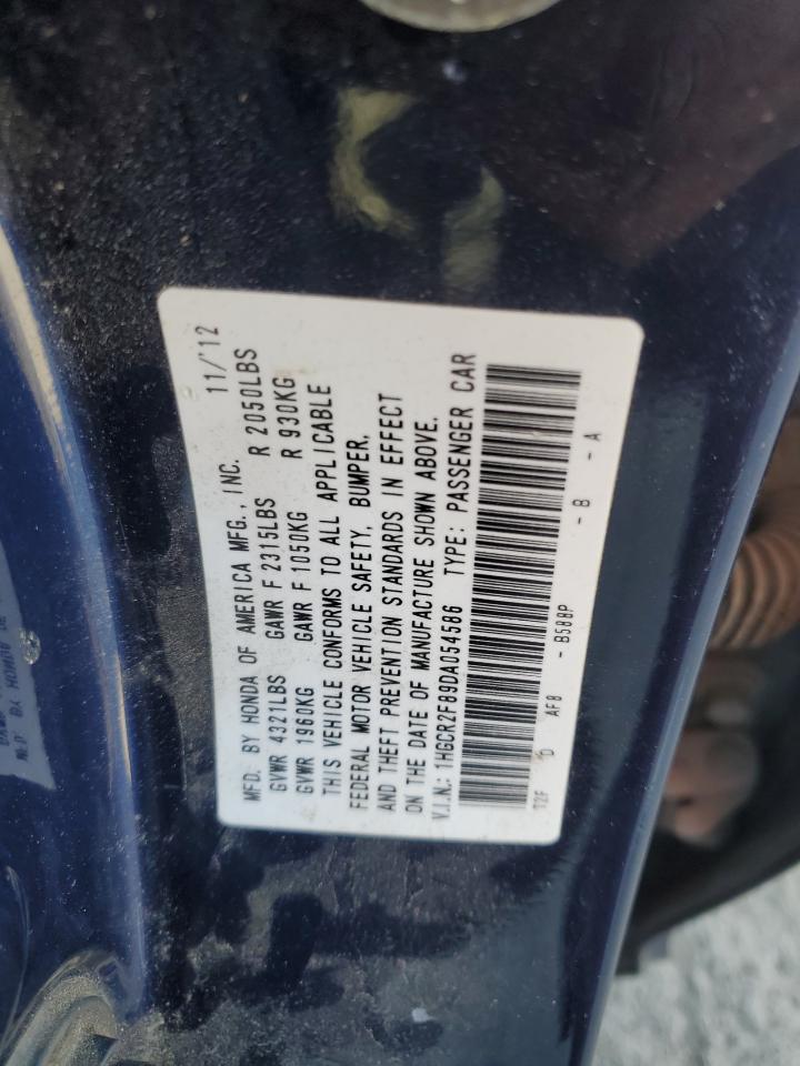 2013 Honda Accord VIN 1HGCR2F89DA054586 Copart auction photo, side damage thumbnail 12