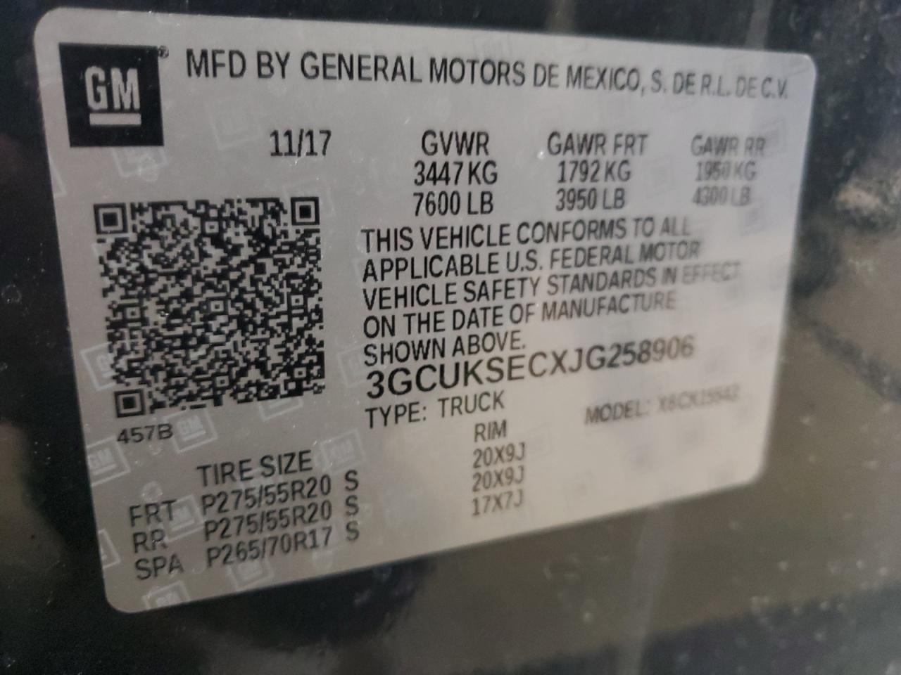 2018 Chevrolet Silverado VIN 3GCUKSECXJG258906 Copart auction photo, front end / side damage thumbnail 14