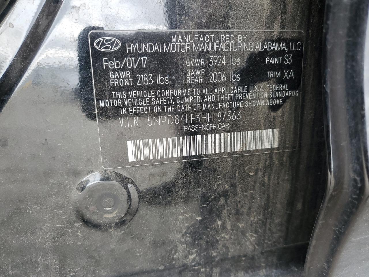 2017 Hyundai Elantra VIN 5NPD84LF3HH187363 Copart auction photo, front end damage thumbnail 12