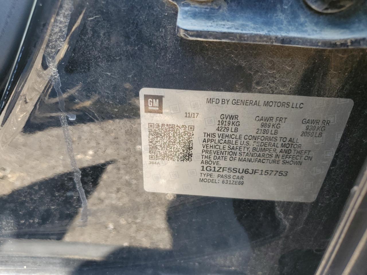2018 Chevrolet Malibu VIN 1G1ZF5SU6JF157753 Copart auction photo, mechanical damage thumbnail 12