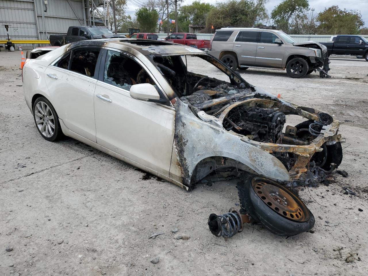 2013 Cadillac ATS VIN 1G6AB5RX9D0163072 Copart auction photo, burn damage thumbnail 4