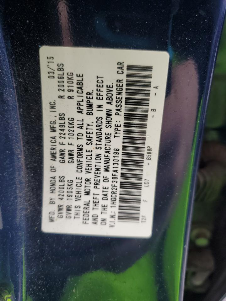 2015 Honda Accord VIN 1HGCR2F39FA130198 Copart auction photo, front end / rear end damage thumbnail 13