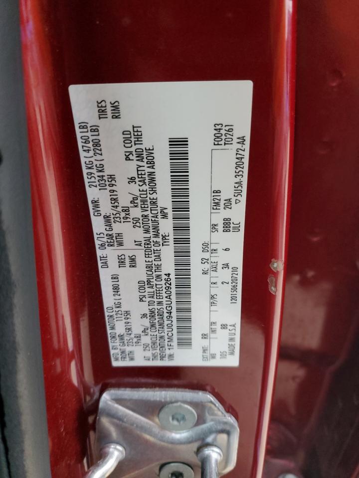 2016 Ford Escape VIN 1FMCU0J94GUA09264 Copart auction photo, front end damage thumbnail 15
