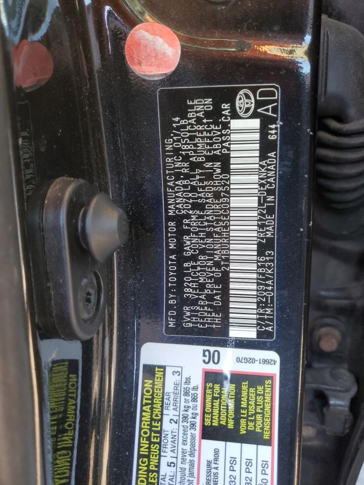 2014 Toyota Corolla VIN 2T1BURHE5EC097520 Copart auction photo, front end / side damage thumbnail 13